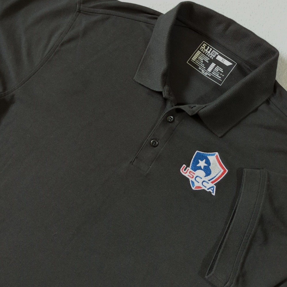 5.11 Tactical Mens XL Polo Shirt Black USCCA Embroidered Logo‎ Short Sleeve